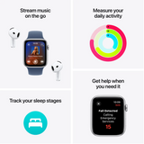 Apple Watch SE (Gen 2) - 44mm-Midnight Aluminum w/ Sport Band (GPS+Cellular) - New