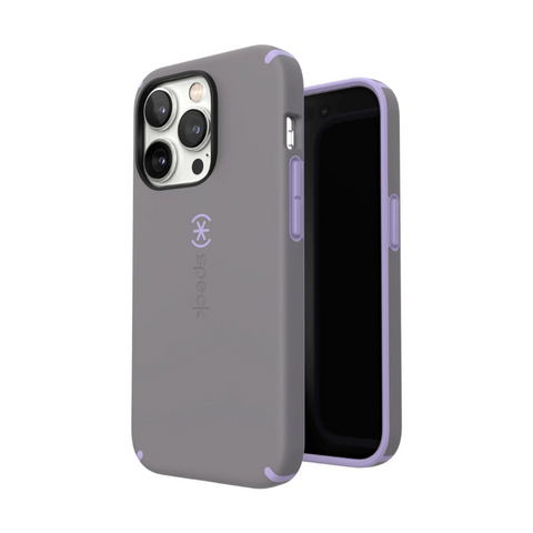 SP - CandyShell Pro Case w/ MagSafe Compatible for iPhone 14 Pro - Cloudy Grey/Spring Purple