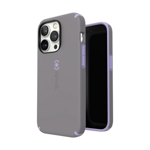 SP - CandyShell Pro Case for iPhone 14 Pro - Cloudy Grey/Spring Purple