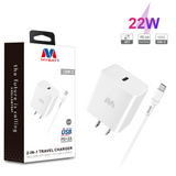 MB - 22W Wall Charger w/ USB-C to USB-C Cable (4ft) - White