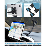 Car Holder Long Arm Suction Cup Mount for Smartphones & Tablets - Black