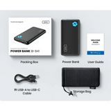 INIU PowerPaw Slim 10000mAh Power Bank (2x USB-A &amp; 1x USB-C Port) - Black