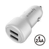 Ampker 12W/2.4A Dual USB Port Car Charger - White