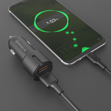 Ampker 30W Car Charger Dual USB Ports w/ Type-C to USB Cable (5ft) - Black