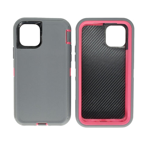 iPhone 11 Pro Max - Heavy Duty Rugged Case - Grey/Pink
