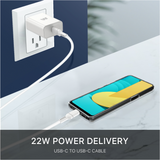MB - 22W Wall Charger w/ USB-C to USB-C Cable (4ft) - White