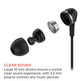 MT - Earbuds 105 In-Ear Headphones w/ Mic - Black