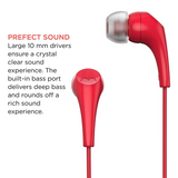 MT - Earbuds 2-S In-Ear Headphones w/ Mic - Red