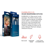 MT - Earbuds 2-S In-Ear Headphones w/ Mic - Red