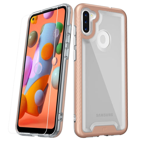 MB - Lux Series Case w/Tempered Glass for Samsung Galaxy A11 - Rose Gold