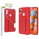 AR - Hybrid Cover w/Foldable Stand for Samsung Galaxy A11 - Red