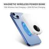 MB - 5000mAh Magnetic Wireless Power Bank w/USB-C Port for iPhone 12/13 Series - White