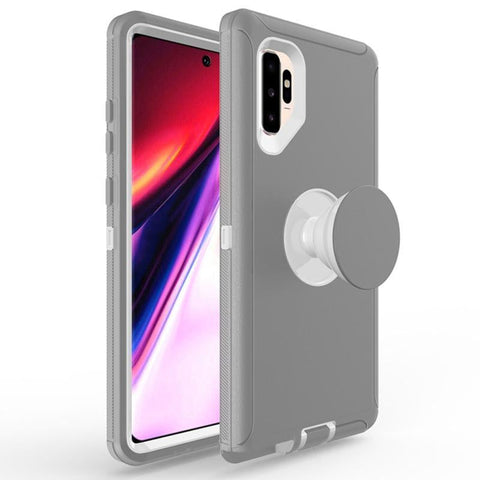 Samsung Galaxy Note 10 - Rugged Case w/ Pop-up - Silver/White