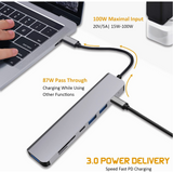 USB-C to HDTV/SD/TF/USB3.0/PD/USB-C 7 in 1 Adapter (YG-2121)