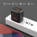 Ampker 38W Fast Charging Dual Port (QC 3.0 USB/20W USB-C) Wall Charger - Black