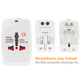 Universal International Adaptor All in One w/ 2 x USB Port - White