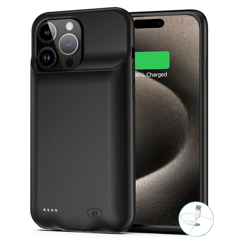 iPhone 15 Pro Max Rechargeable Battery Case 6800mAh - Black