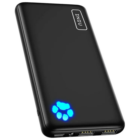 INIU PowerPaw Slim 10000mAh Power Bank (2x USB-A & 1x USB-C Port) - Black