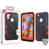 MB - Hybrid Protector Cover for Samsung Galaxy A11 - Black/Red