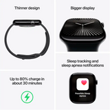 Apple Watch Series 10 - 46mm-Jet Black Aluminum w/ Sport Band M/L (GPS) - New