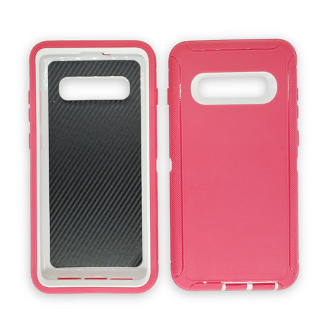 Samsung Galaxy S10 Plus - Heavy Duty Rugged Case - Pink/White