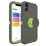 iPhone X/Xs - Rugged Case w/ Pop-up - Grey/Green