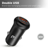 MB - 2-in-1 Car Charger (USB-A & USB-C) w/ 3ft USB-C to USB-C Cable - Black