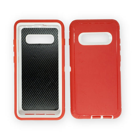 Samsung Galaxy S10 Plus - Heavy Duty Rugged Case - Red/White