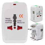 Universal International Adaptor All in One w/ 2 x USB Port - White