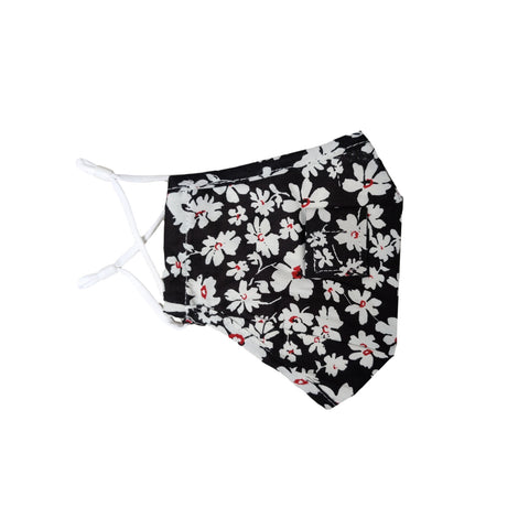 Fashion Floral Printed Straw Masks With Hole - Black/White