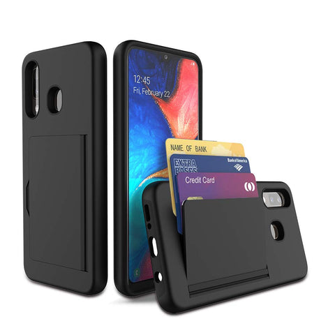 MB - Hybrid Cover w/ Card Storage for Samsung Galaxy A20 - Black