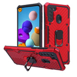 AR - Hybrid Cover w/Ring Stand for Samsung Galaxy A21 - Red