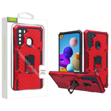 AR - Hybrid Cover w/Ring Stand for Samsung Galaxy A21 - Red