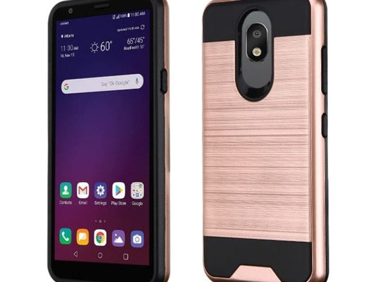 Asmyna Fuse Hybrid Cover for Moto G7 Power - Rose Gold/Black