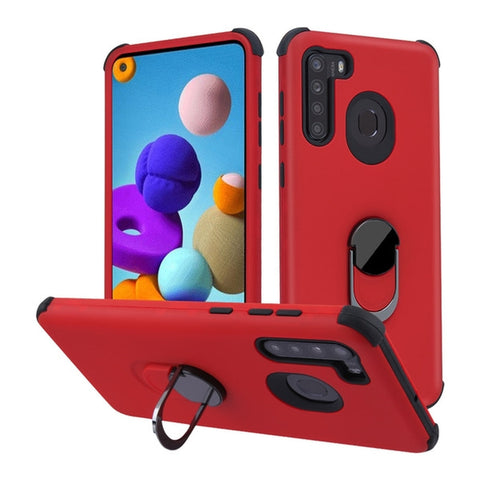 Asmyna Premium Cover w/ Ring Stand for Samsung Galaxy A21 - Red