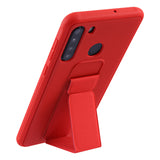 AR - Hybrid Cover w/Foldable Stand for Samsung Galaxy A21 - Red