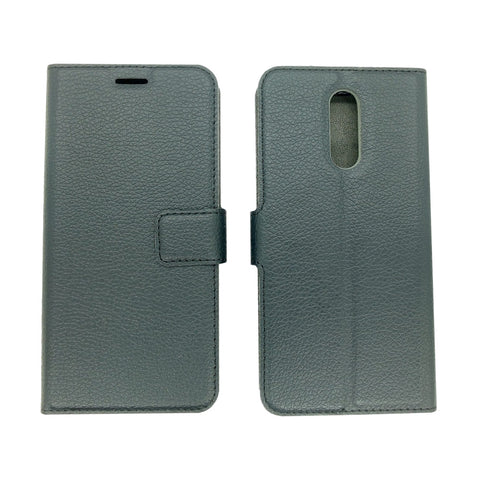 Folio Leather Wallet Case for LG Aristo 4+ (Plus) - Black