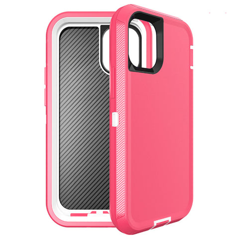 iPhone 12 Mini - Heavy Duty Rugged Case - Pink/White