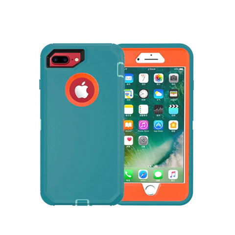 iPhone 6/7/8 Plus - Heavy Duty Rugged Case - Teal/Orange