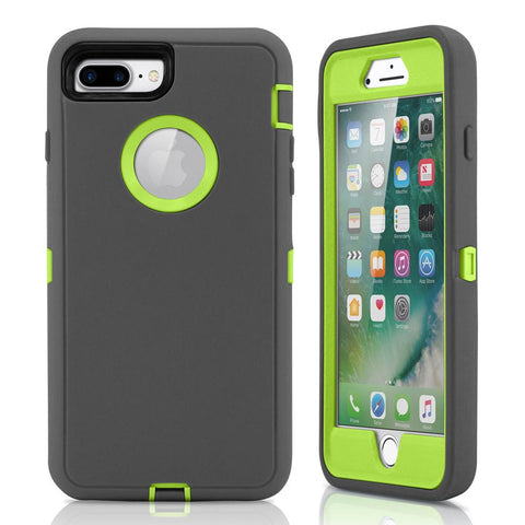 iPhone 6/7/8 Plus - Heavy Duty Rugged Case - Gray/Green