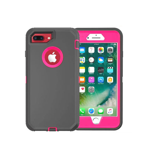 iPhone 6/7/8 Plus - Heavy Duty Rugged Case - Grey/Pink
