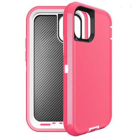 iPhone 12/12 Pro - Heavy Duty Rugged Case - Pink/White