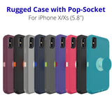 iPhone X/Xs - Rugged Case w/ Pop-up - Black/Orange