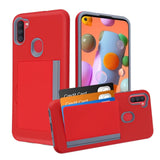 MB - Hybrid Cover w/ Card Storage for Samsung Galaxy A11 - Red/Gray