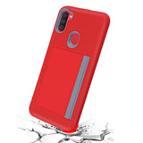 MB - Hybrid Cover w/ Card Storage for Samsung Galaxy A11 - Red/Gray