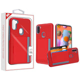 MB - Hybrid Cover w/ Card Storage for Samsung Galaxy A11 - Red/Gray