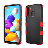 MB - Hybrid Protector Cover for Samsung Galaxy A21 - Black/Red