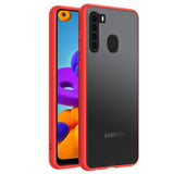MB - Frost Hybrid Cover for Samsung Galaxy A21 - Smoke Frosted/Red