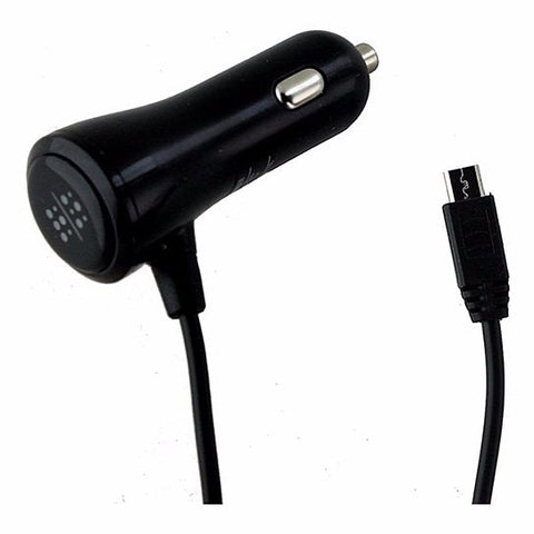 Micro-USB Coil Cord Car Charger (Black)