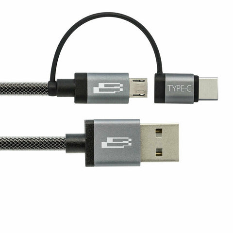 BKT-PwrRev MicroUSB Cable w/USB-C Adapter (1M)